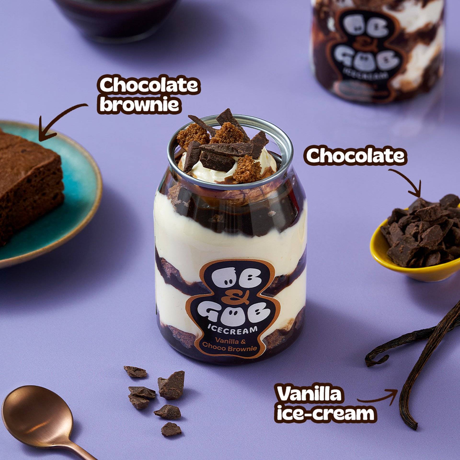 OB and GOB Ice Cream Vanilla & Choco Brownie Can 200ml - Image 6